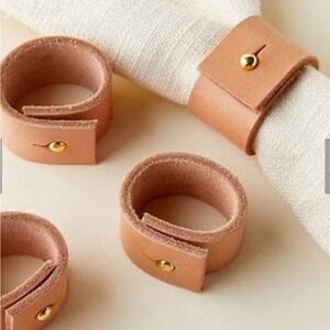 *BRAND NEW* 10 Tan Leather Napkin Rings from Parachute (5 sets of 2)